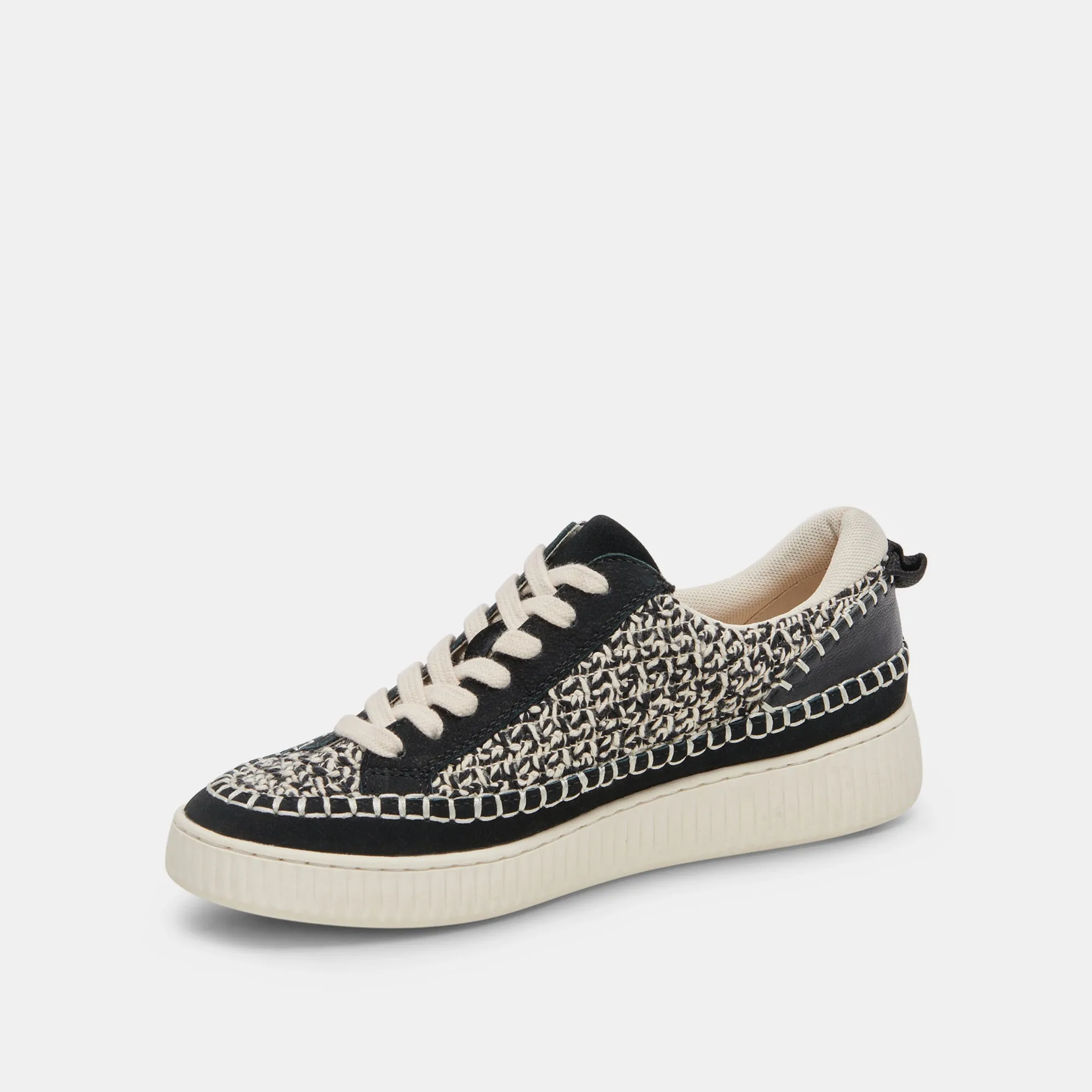 NICONA SNEAKERS WEIß SCHWARZ GESTRICKT