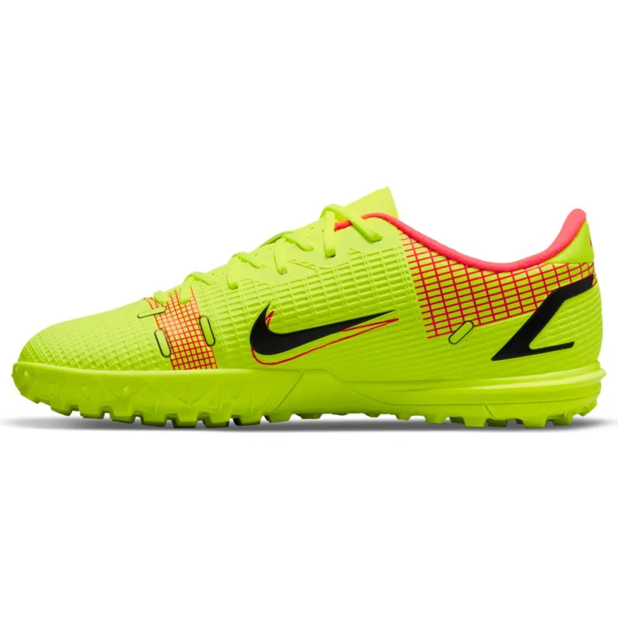 Nike Junior Mercurial Vapor 14 Academy TF Fußballschuh für Kunstrasen - Volt/Schwarz/Knallrot