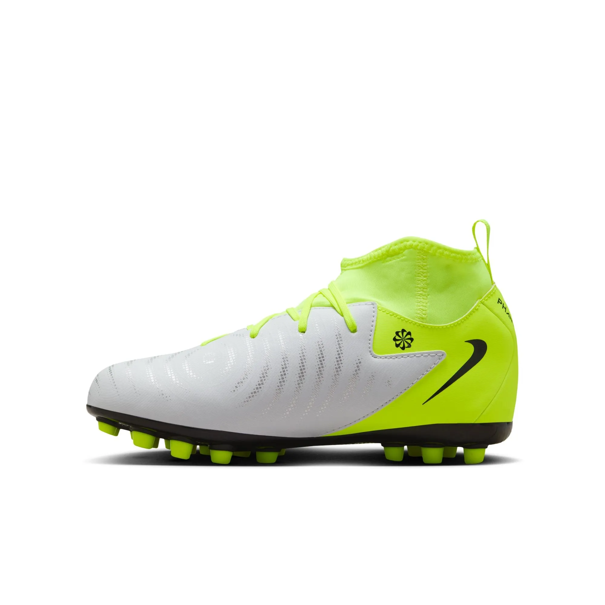 Nike Junior Phantom Luna Academy FG Schuhe für festen Untergrund - Metallisches Silber/ Schwarz Volt