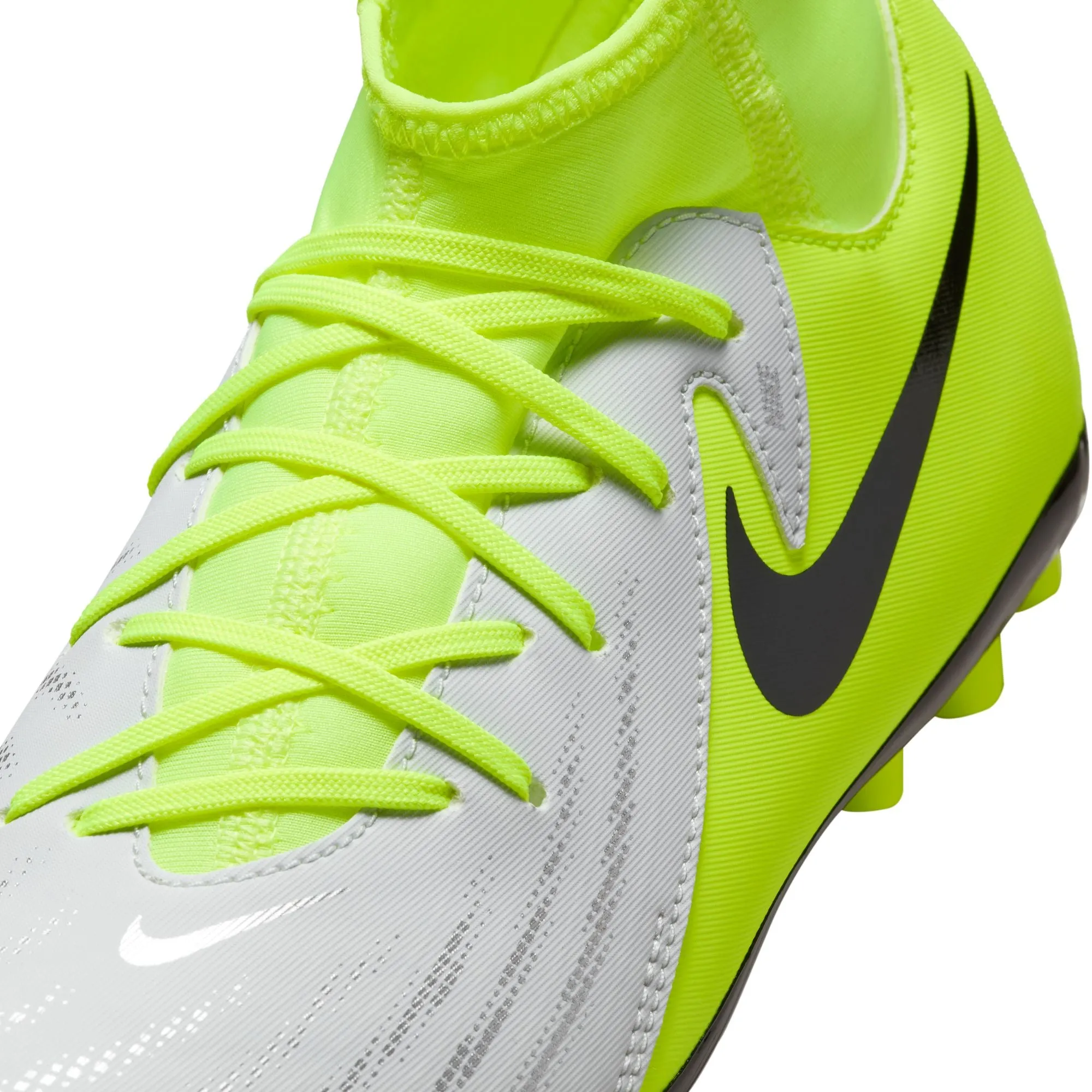 Nike Junior Phantom Luna Academy FG Schuhe für festen Untergrund - Metallisches Silber/ Schwarz Volt