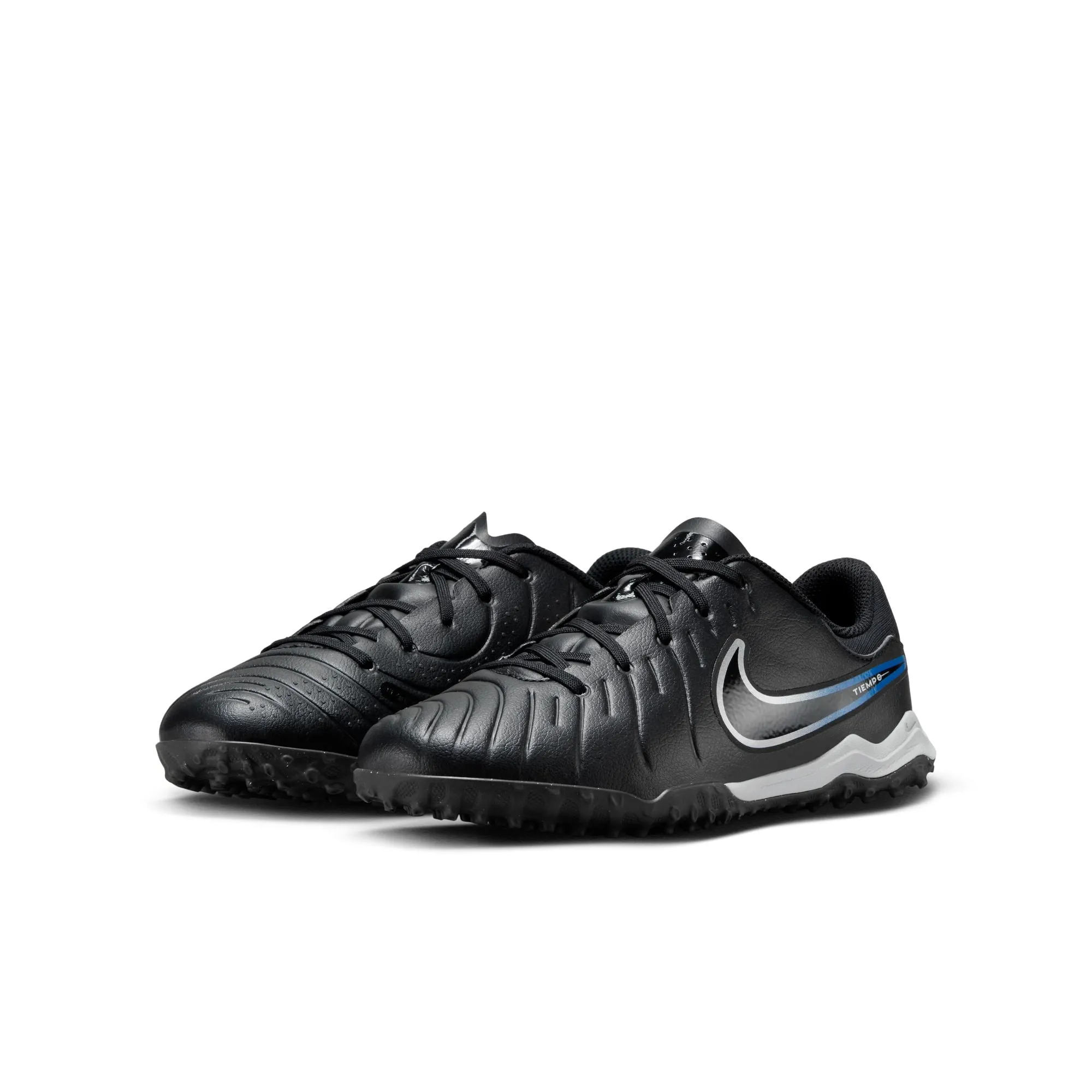 Nike Junior Tiempo Legend 10 Academy TF Fußballschuhe für Kunstrasen - Schwarz Chrom/ Hyper Royal