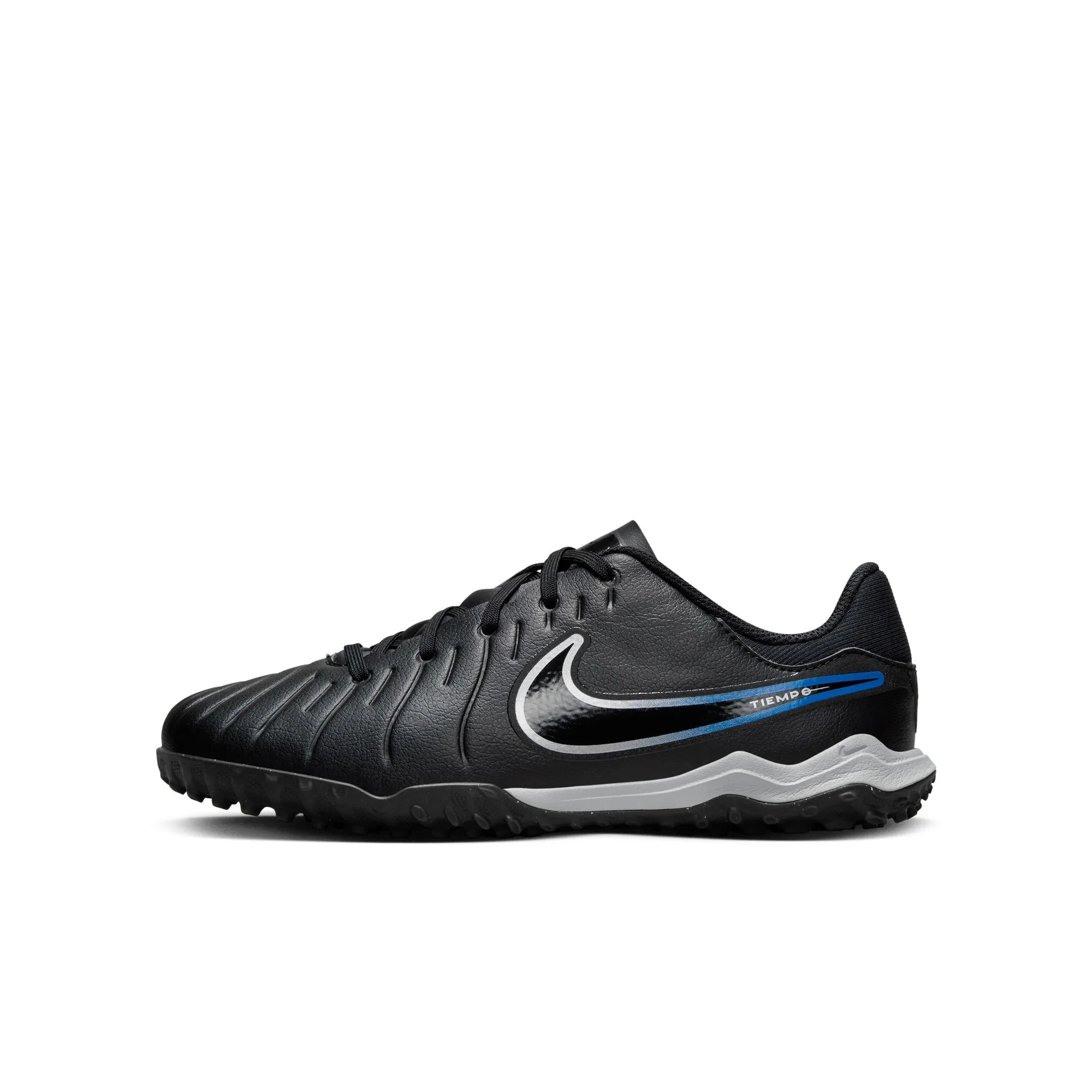 Nike Junior Tiempo Legend 10 Academy TF Fußballschuhe für Kunstrasen - Schwarz Chrom/ Hyper Royal