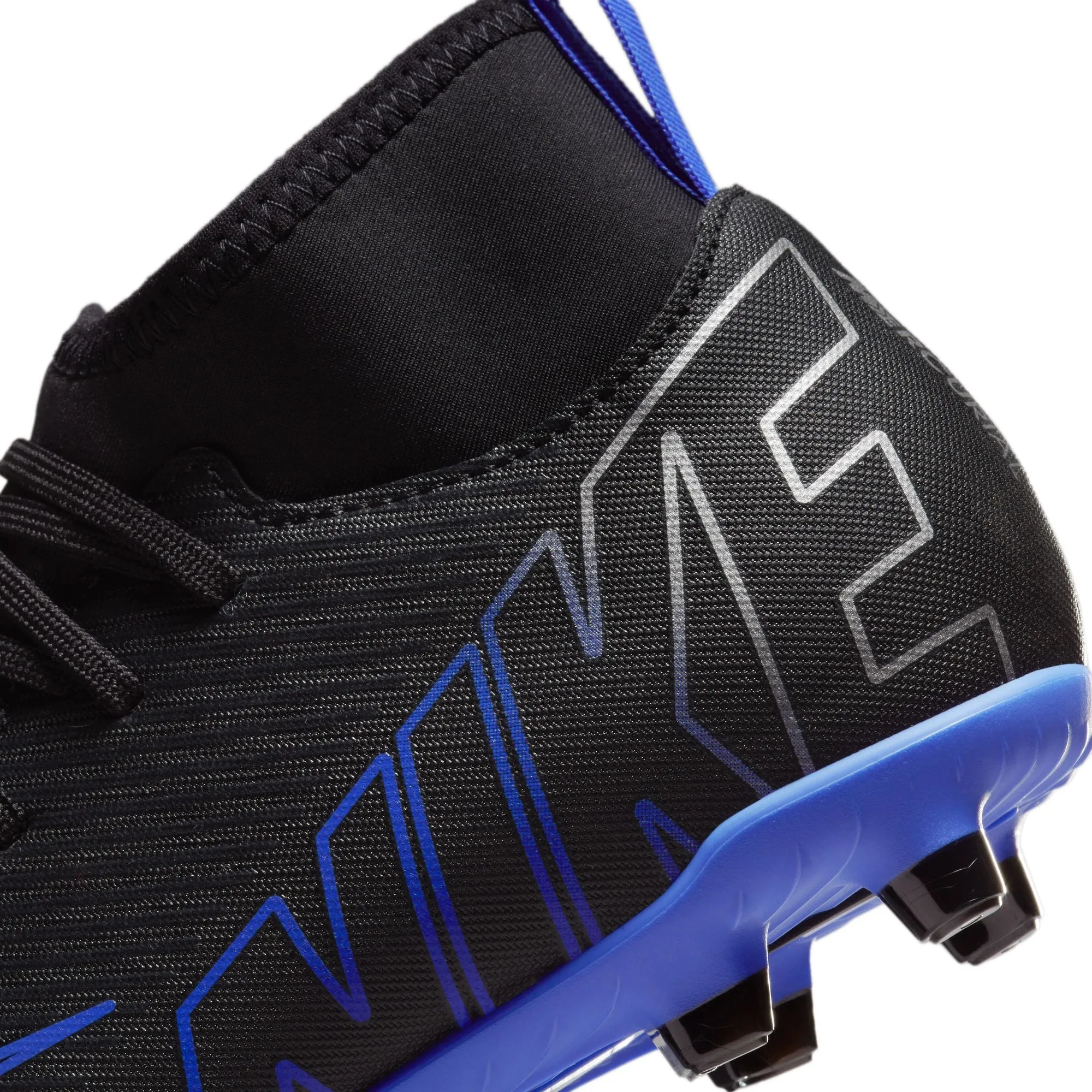 Nike Junior Zoom Mercurial Superfly 9 Club FG/MG Fußballschuh - Schwarz Chrom/ Königsblau