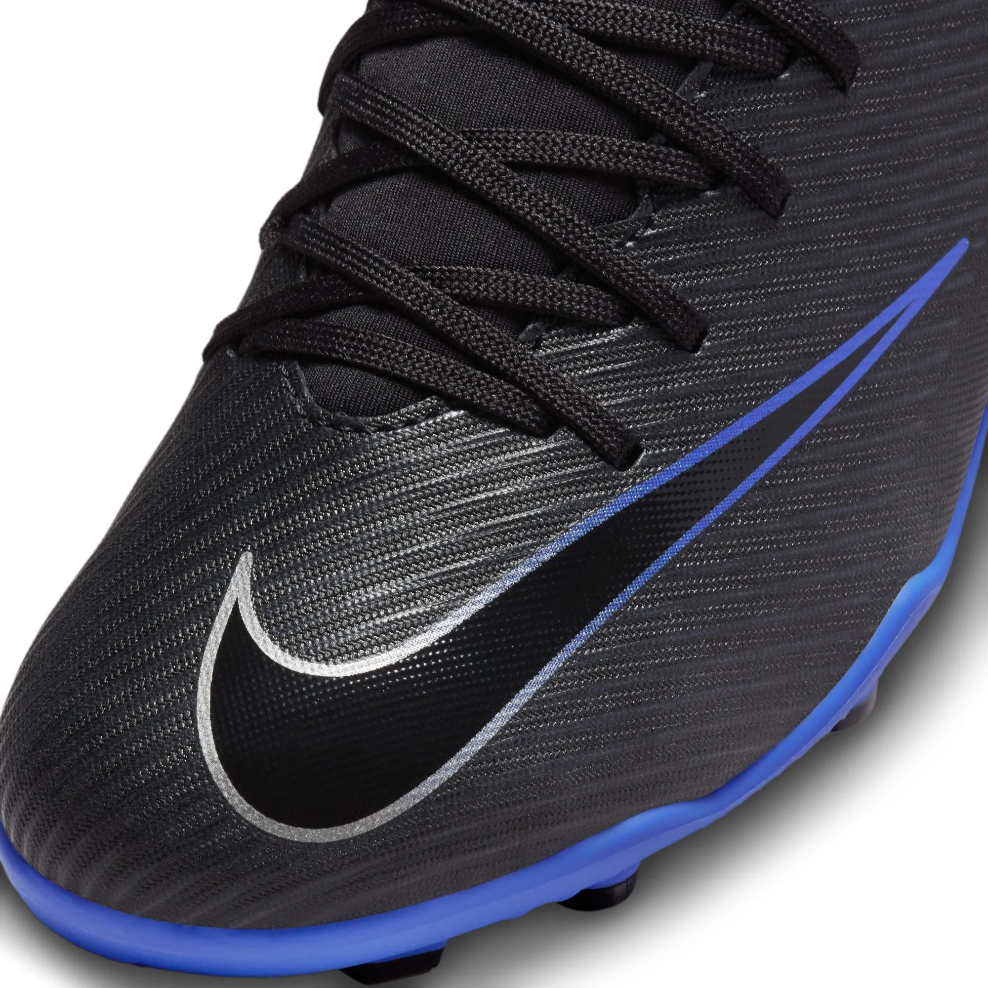 Nike Junior Zoom Mercurial Superfly 9 Club FG/MG Fußballschuh - Schwarz Chrom/ Königsblau