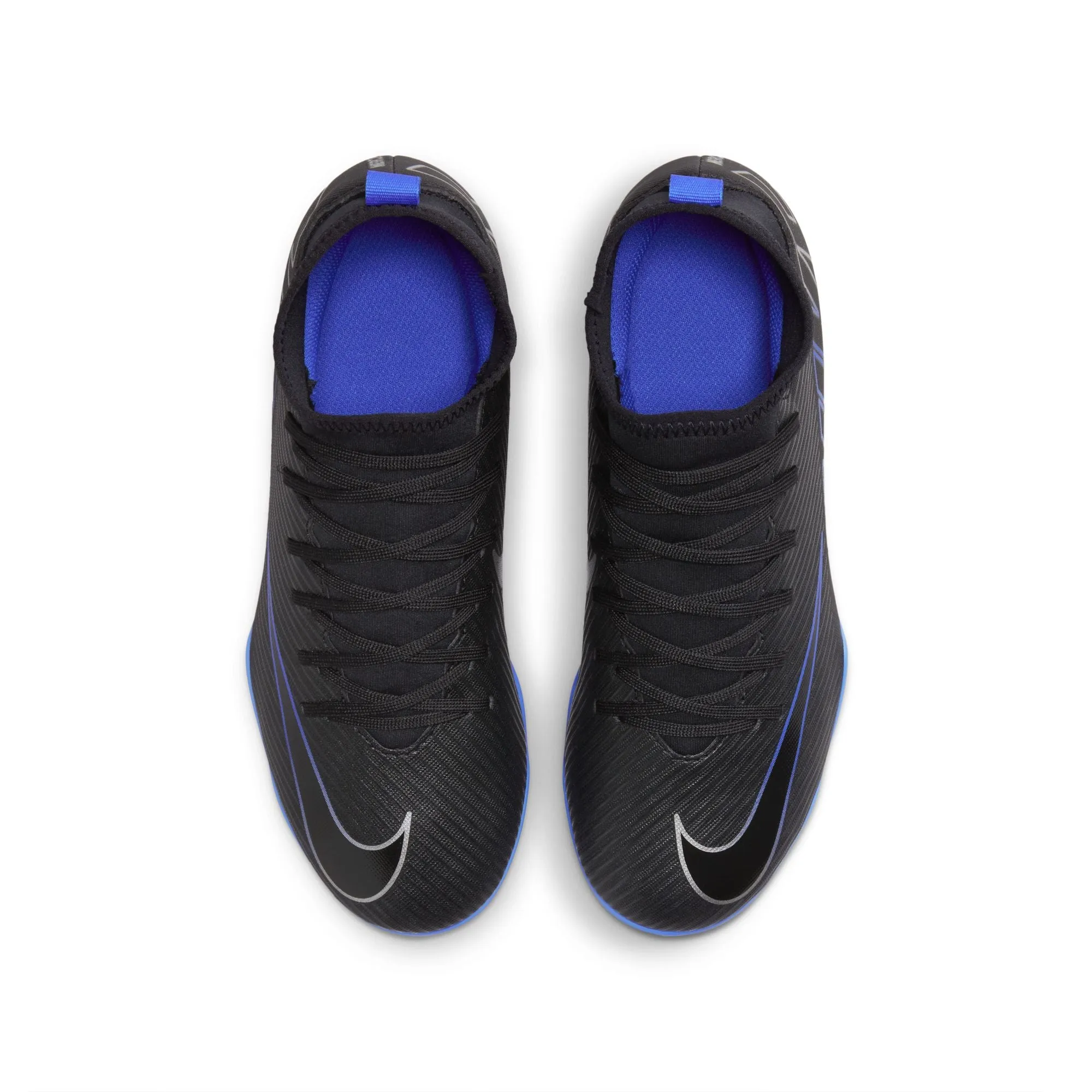 Nike Junior Zoom Mercurial Superfly 9 Club FG/MG Fußballschuh - Schwarz Chrom/ Königsblau