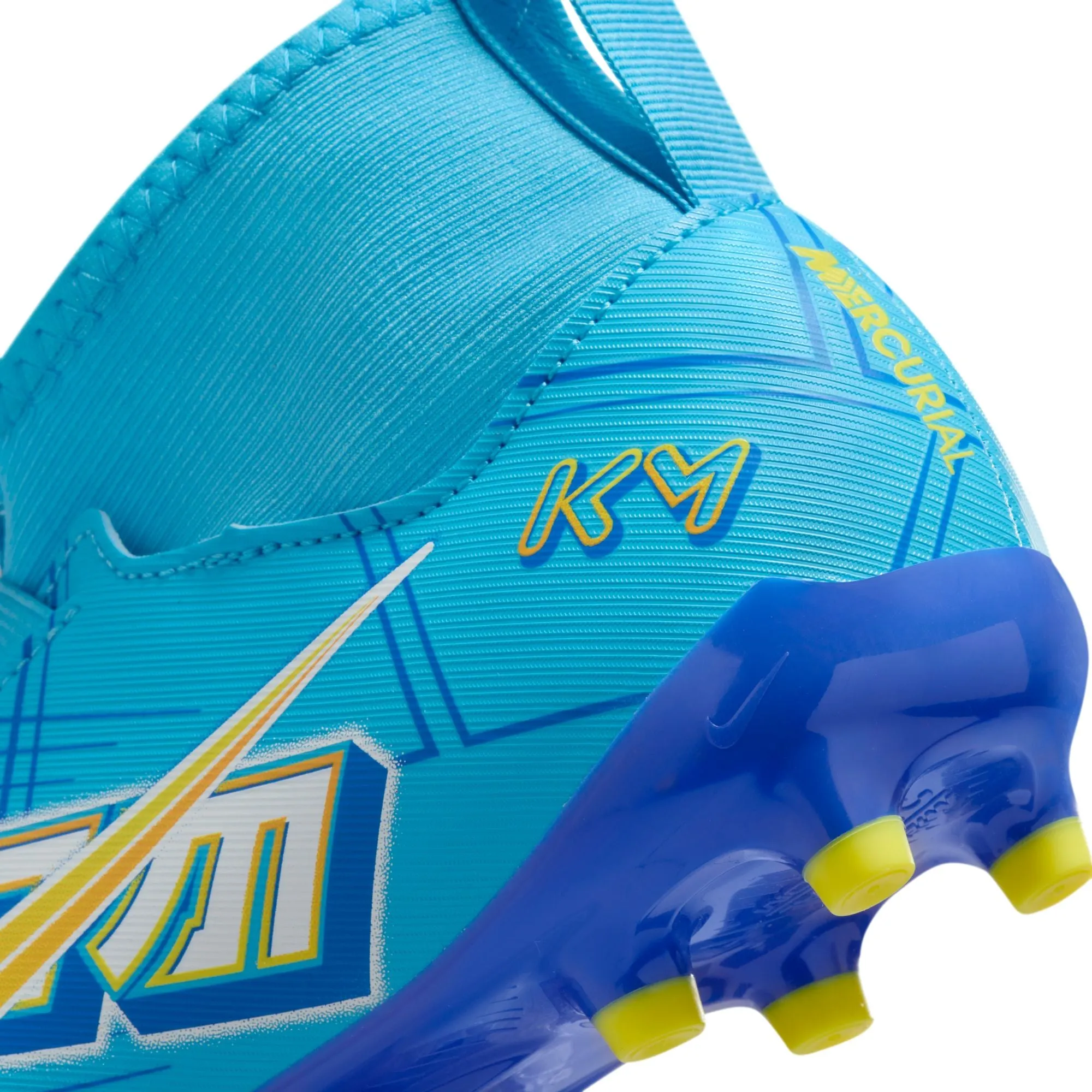 Nike Junior Zoom Superfly 9 Academy KM FG Stollen für festen Untergrund - Baltisches Blau/Weiß