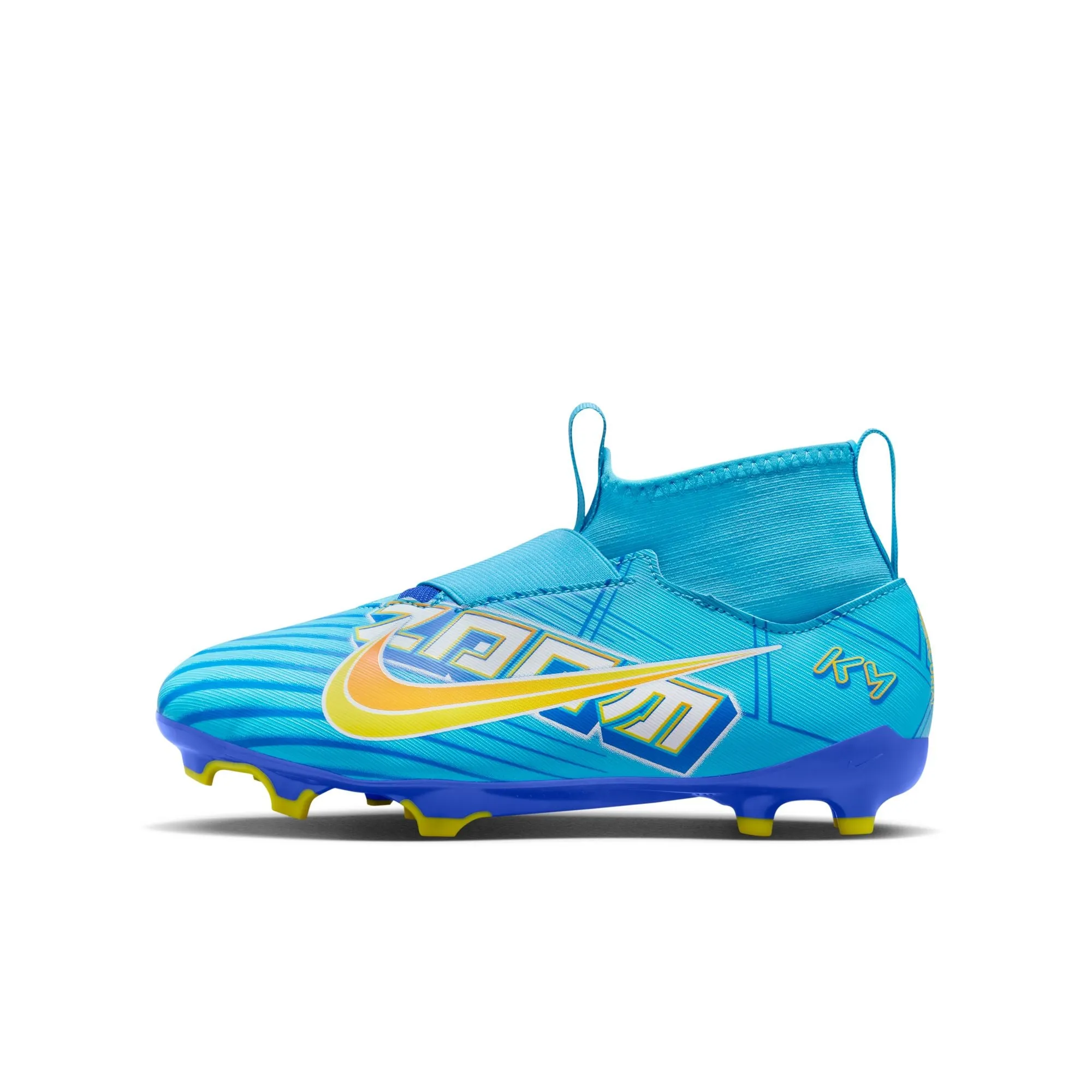 Nike Junior Zoom Superfly 9 Academy KM FG Stollen für festen Untergrund - Baltisches Blau/Weiß