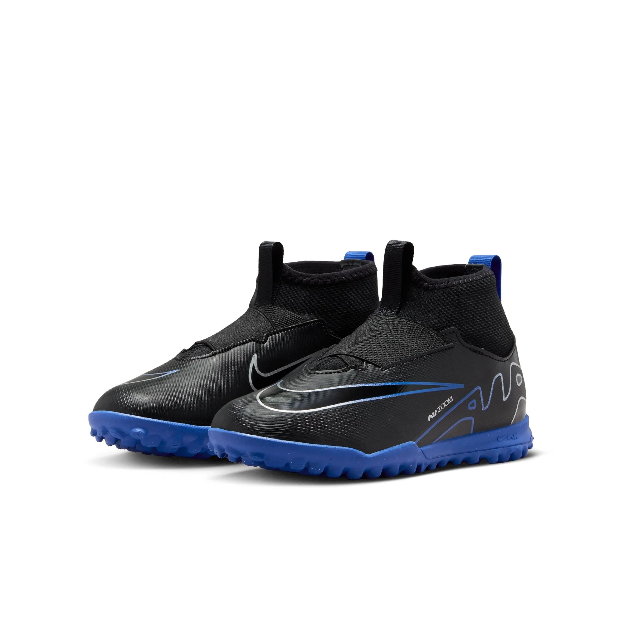 Nike Junior Zoom Superfly 9 Academy Fußballschuhe für Kunstrasen - Schwarz Chrom/ Royal
