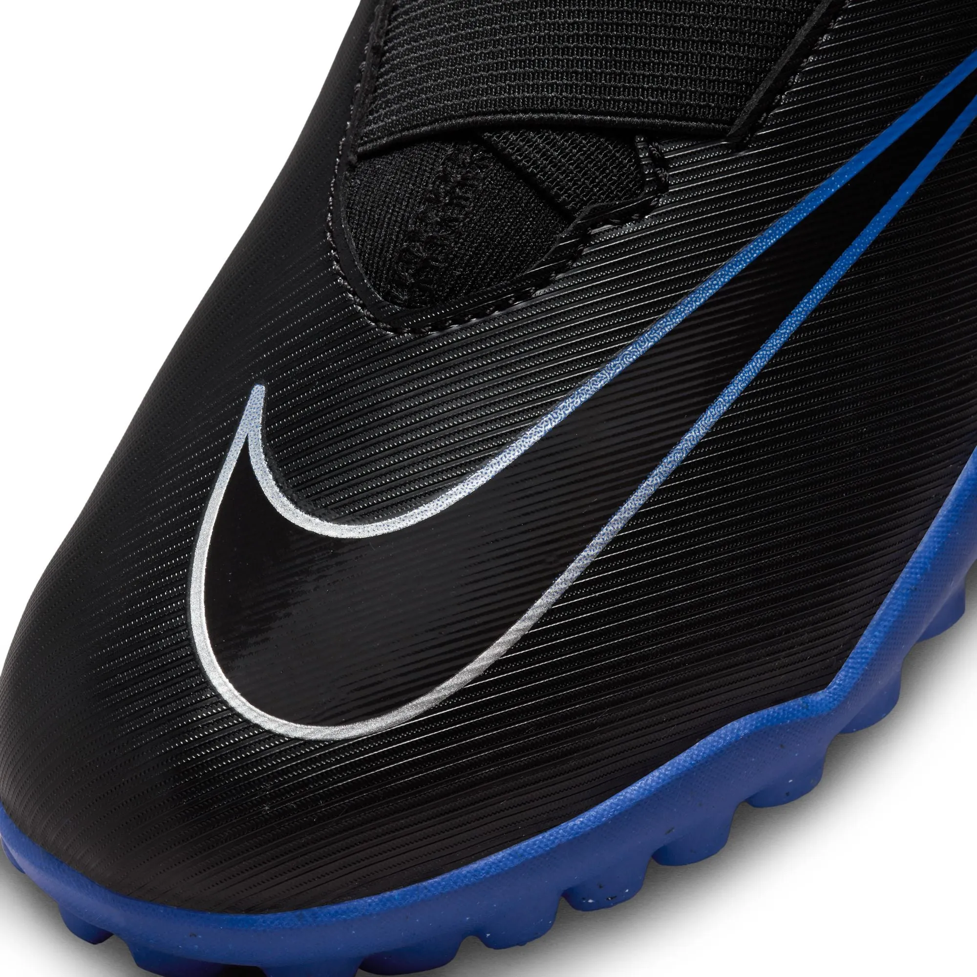 Nike Junior Zoom Superfly 9 Academy Fußballschuhe für Kunstrasen - Schwarz Chrom/ Royal