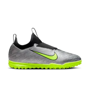 Nike Junior Zoom Vapor 15 Academy XXV TF Fußballschuhe für Kunstrasen - Metallisches Silber/ Volt Schwarz