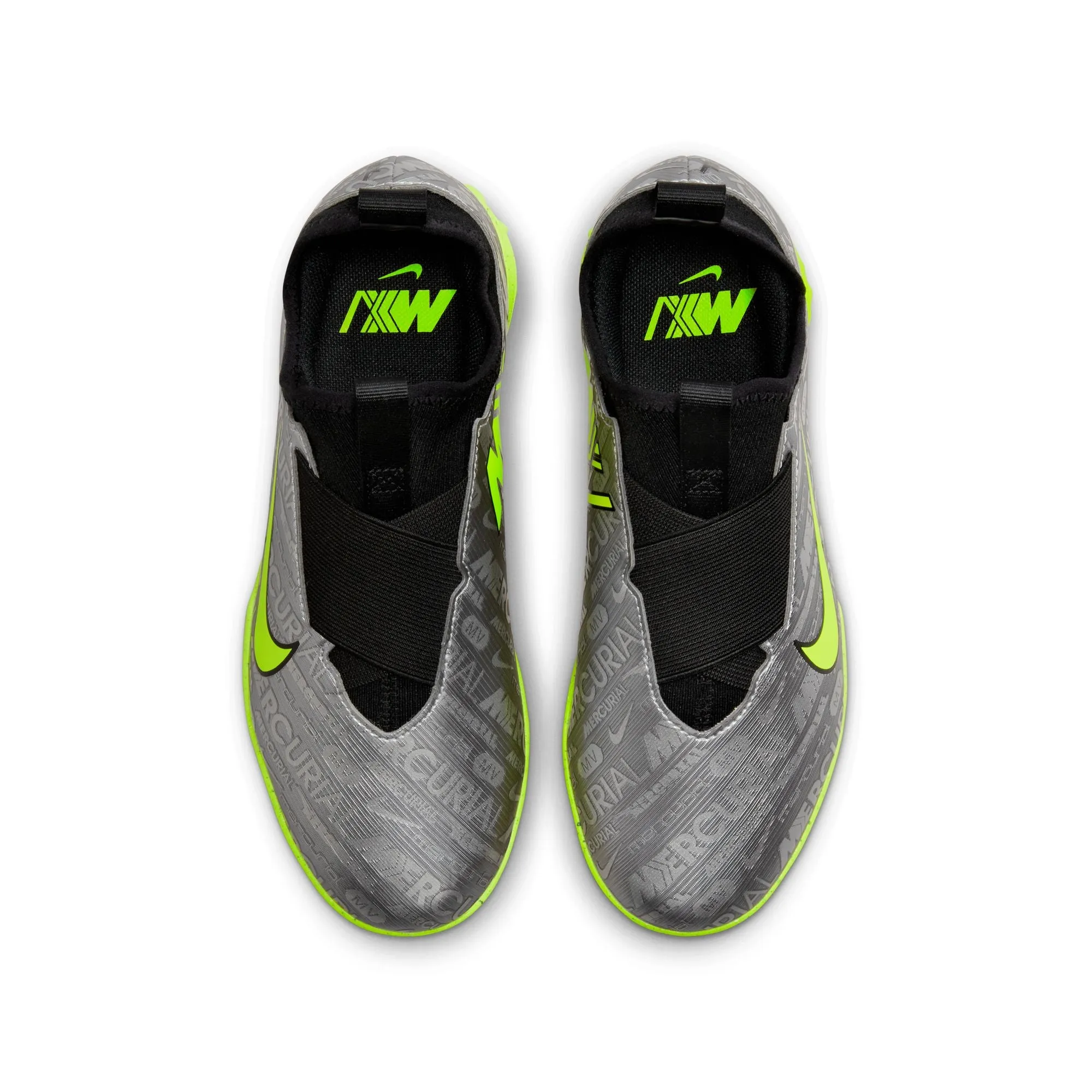 Nike Junior Zoom Vapor 15 Academy XXV TF Fußballschuhe für Kunstrasen - Metallisches Silber/ Volt Schwarz