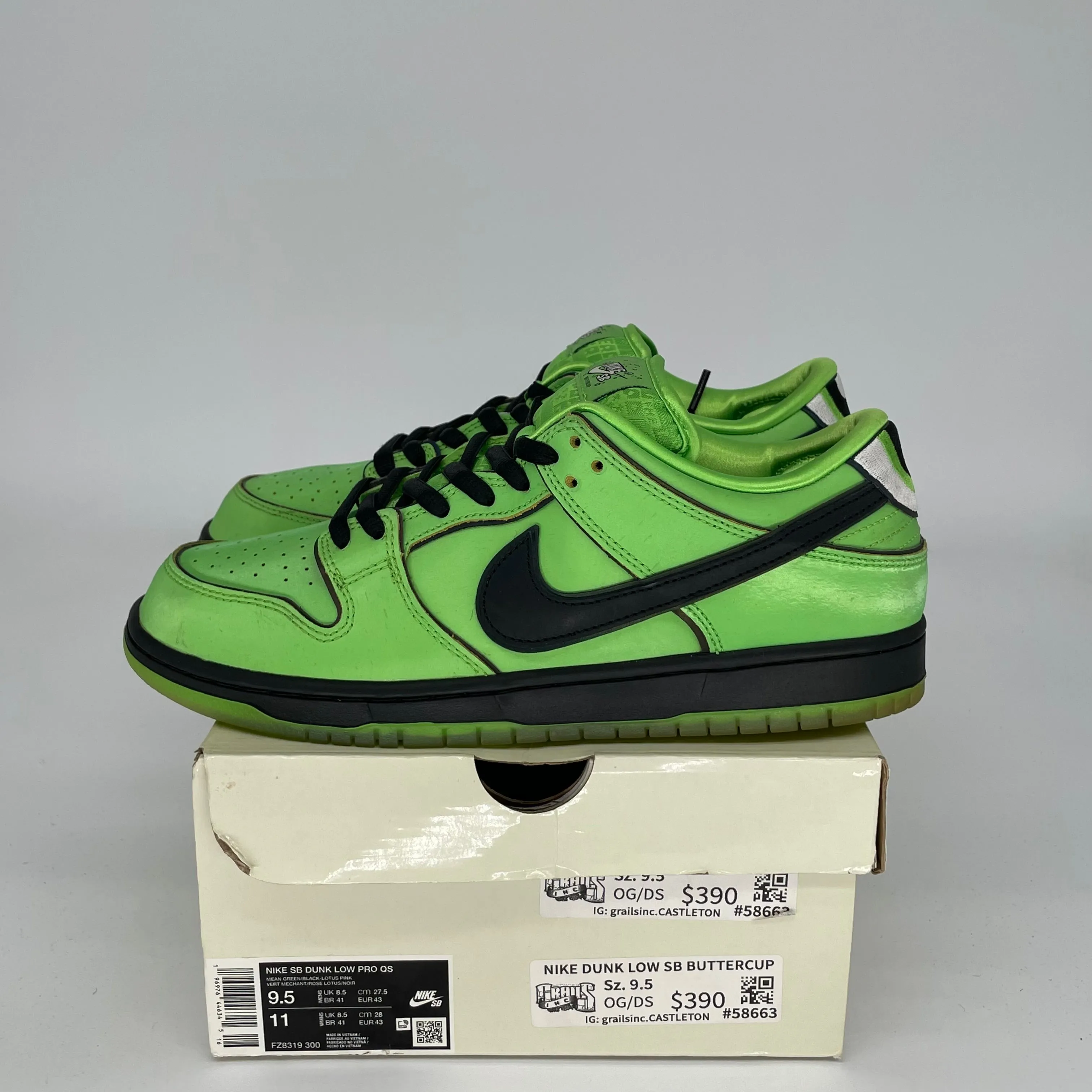 NIKE SB DUNK LOW POWERPUFF GIRLS BUTTERCUP GRÖSSE 9.5 FZ8319-300