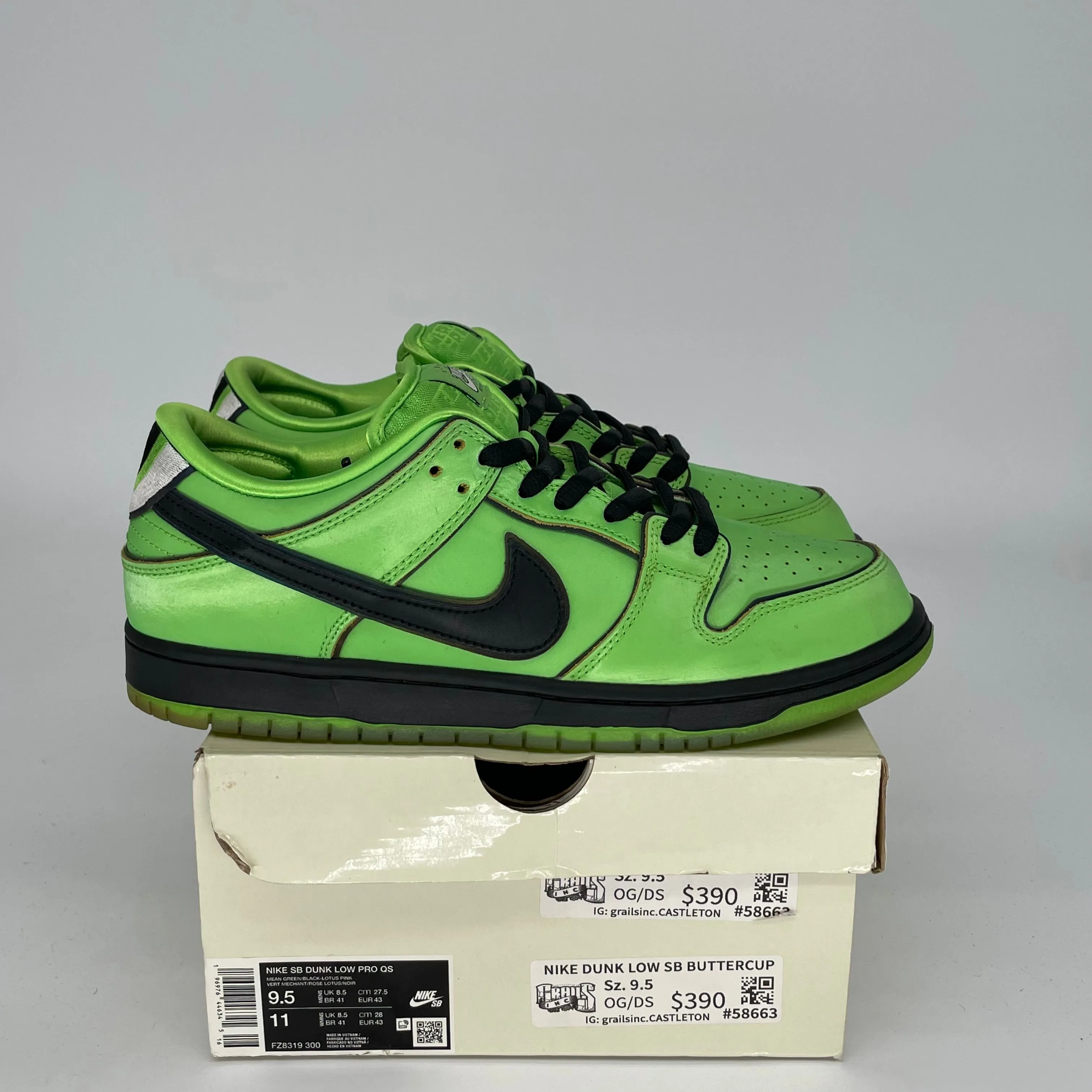 NIKE SB DUNK LOW POWERPUFF GIRLS BUTTERCUP GRÖSSE 9.5 FZ8319-300