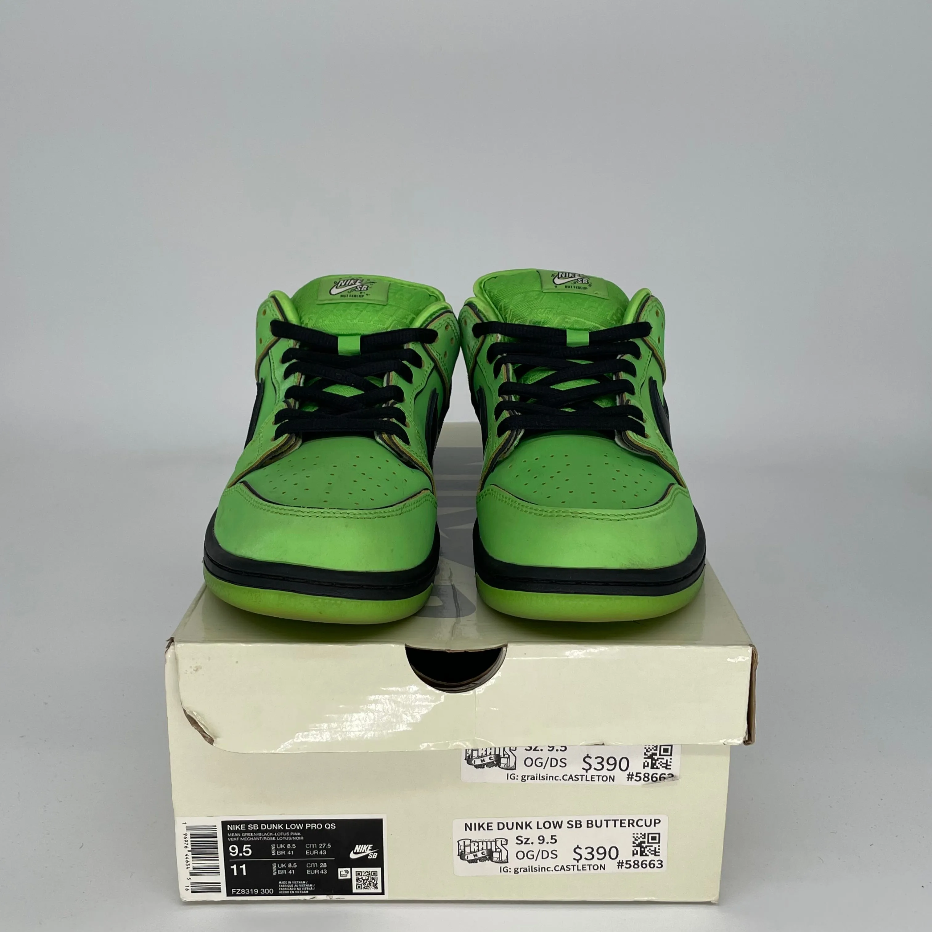 NIKE SB DUNK LOW POWERPUFF GIRLS BUTTERCUP GRÖSSE 9.5 FZ8319-300