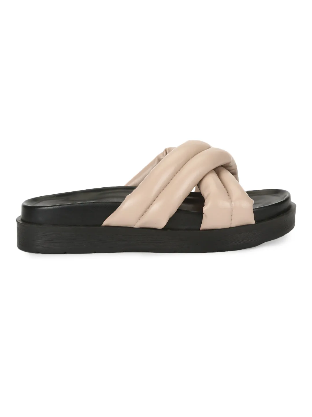 Nackte PU-Crisscross-Stepppantoffeln