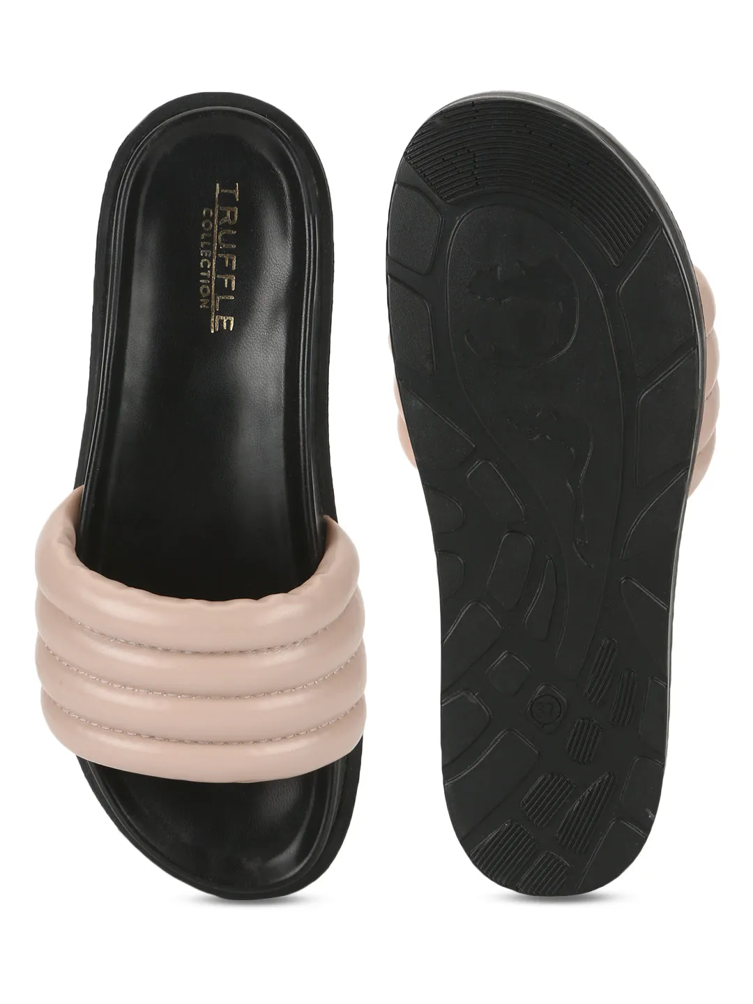 Nackte PU-Steppplateau-Sandalen