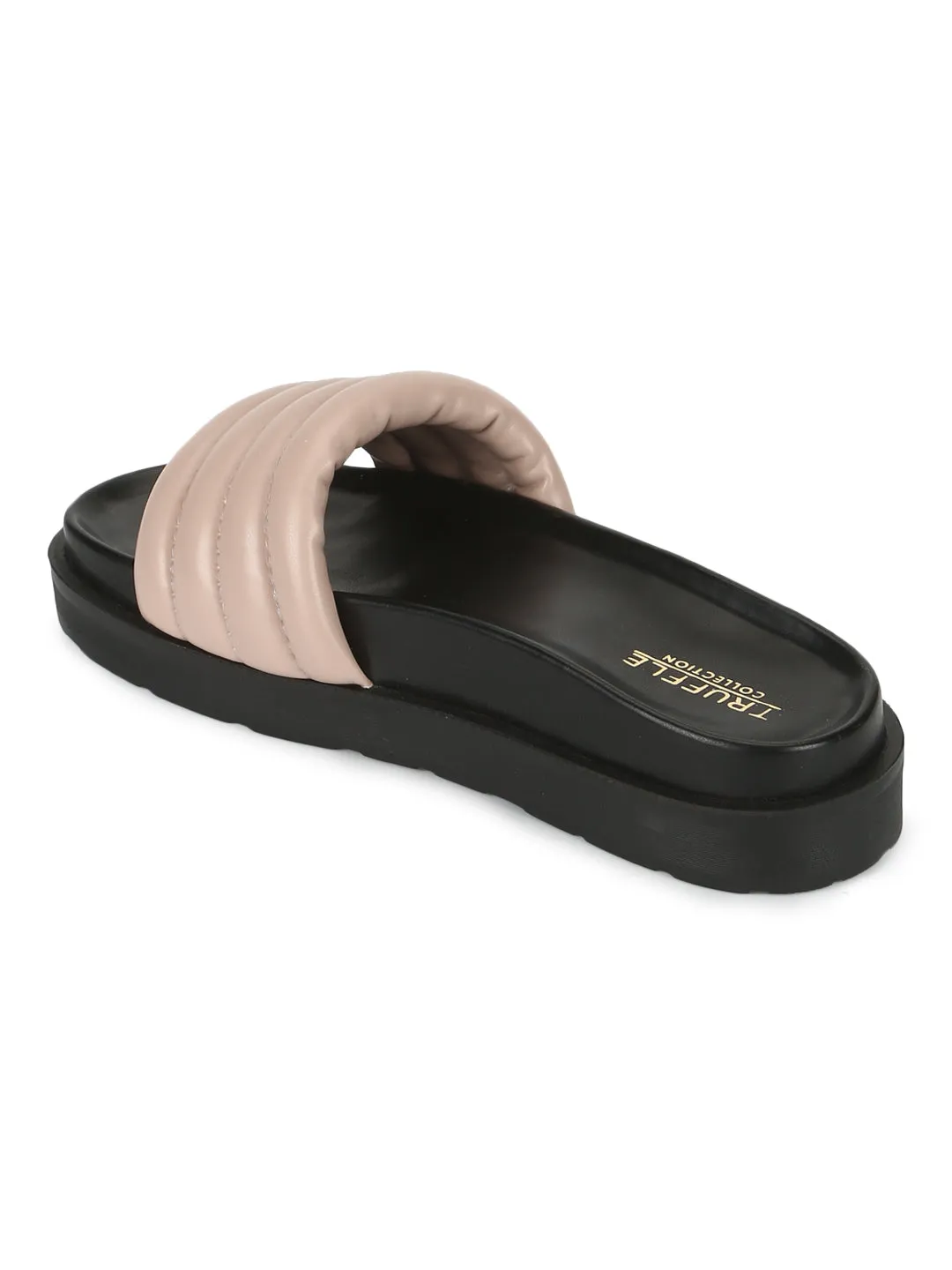 Nackte PU-Steppplateau-Sandalen