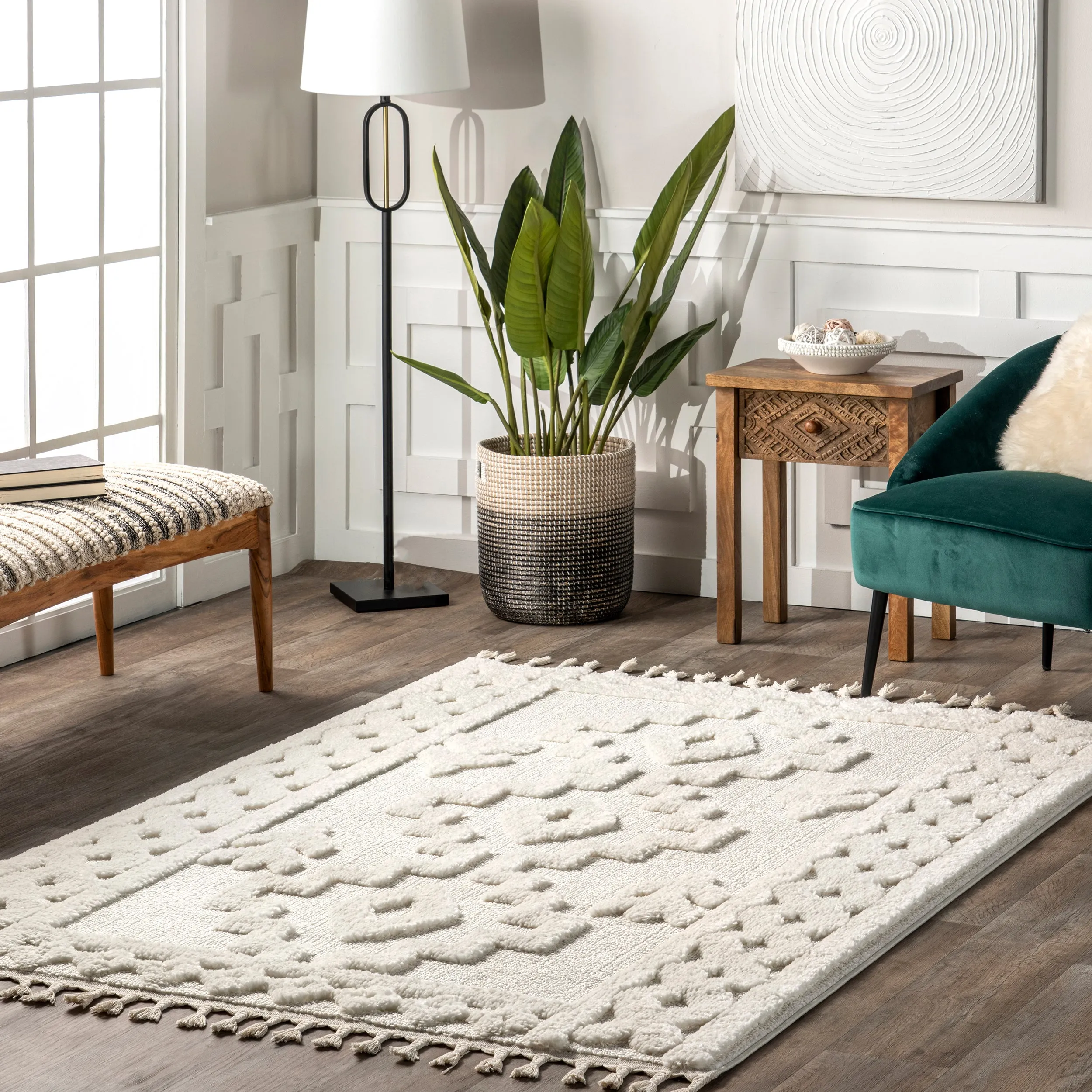 nuLOOM Janece Lässiger Gestreifter Jute-Teppich ecco Schuhe