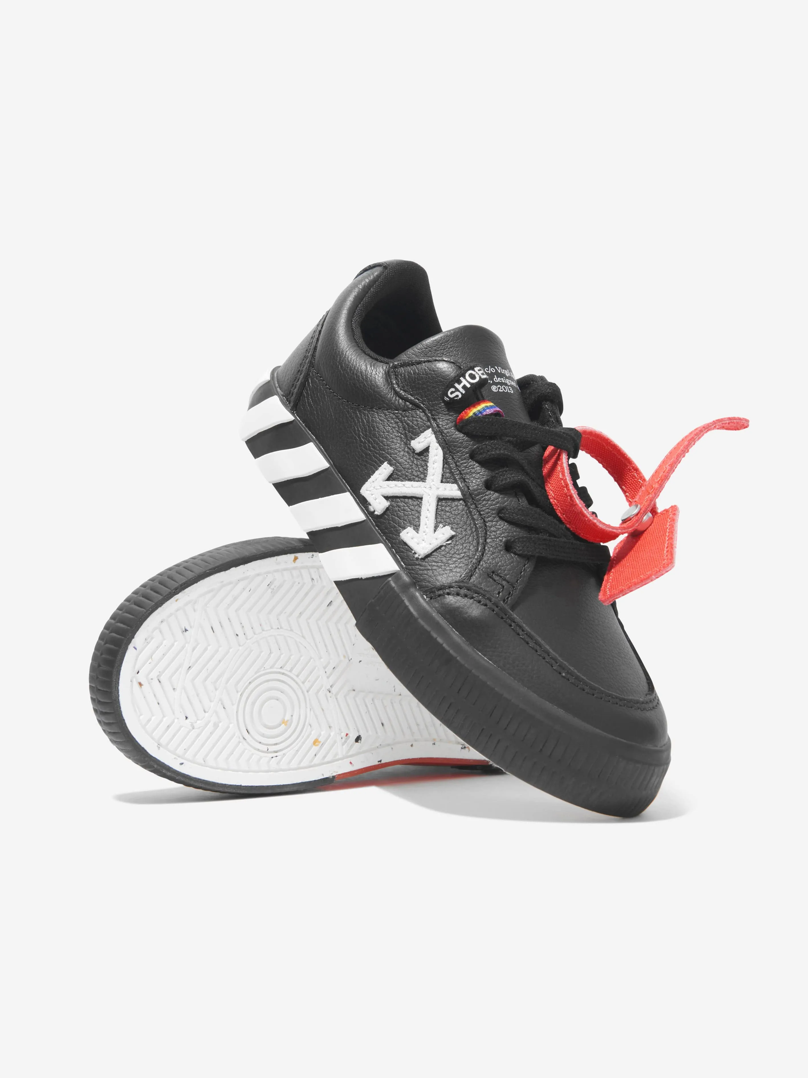 Off-White Boys Leder-Schnürschuhe in Schwarz