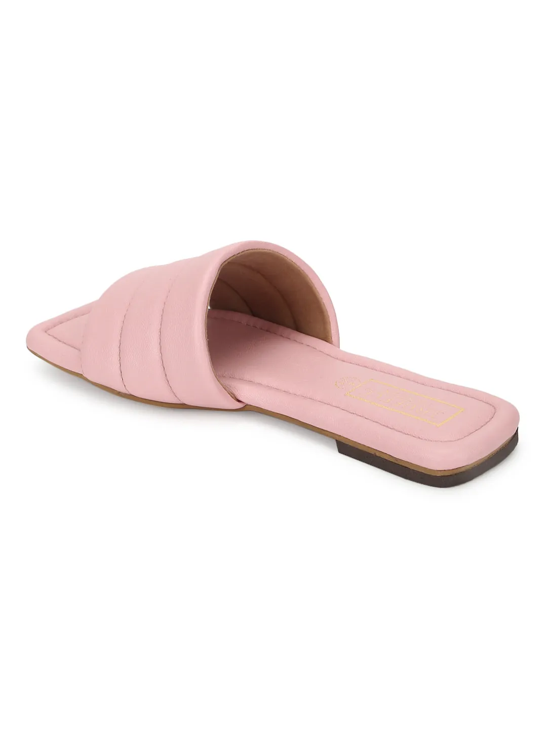 Pink PU Schlupfer mit eckiger Spitze (TC-SLC-SF-50-PNK)