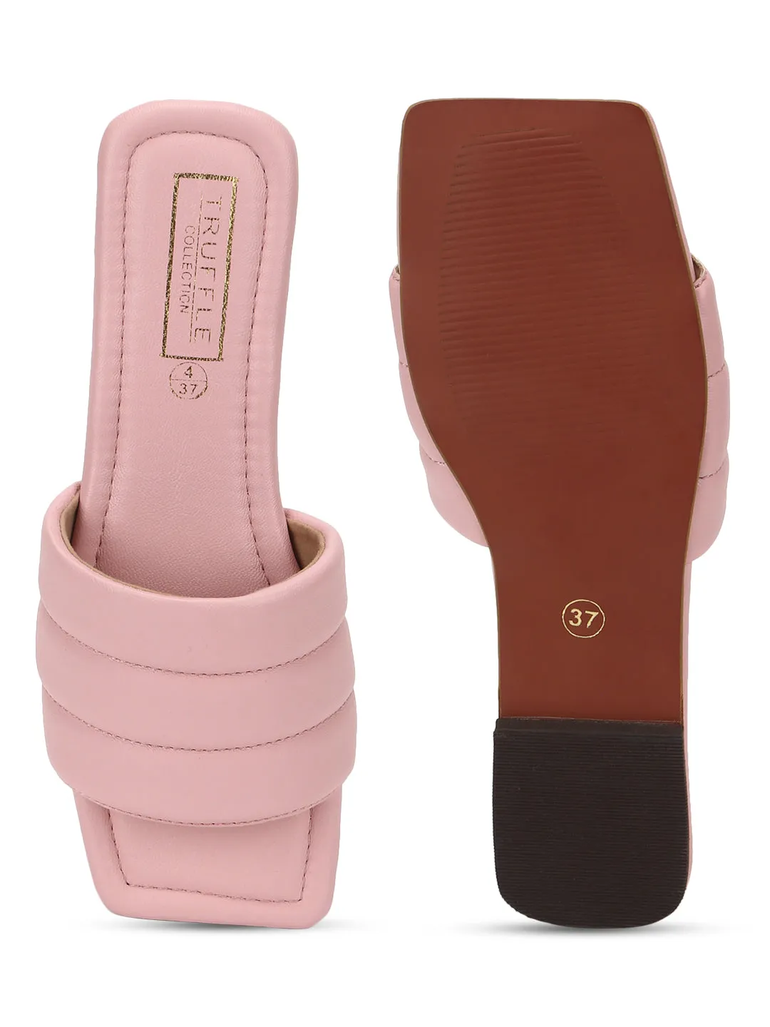 Pink PU Schlupfer mit eckiger Spitze (TC-SLC-SF-50-PNK)