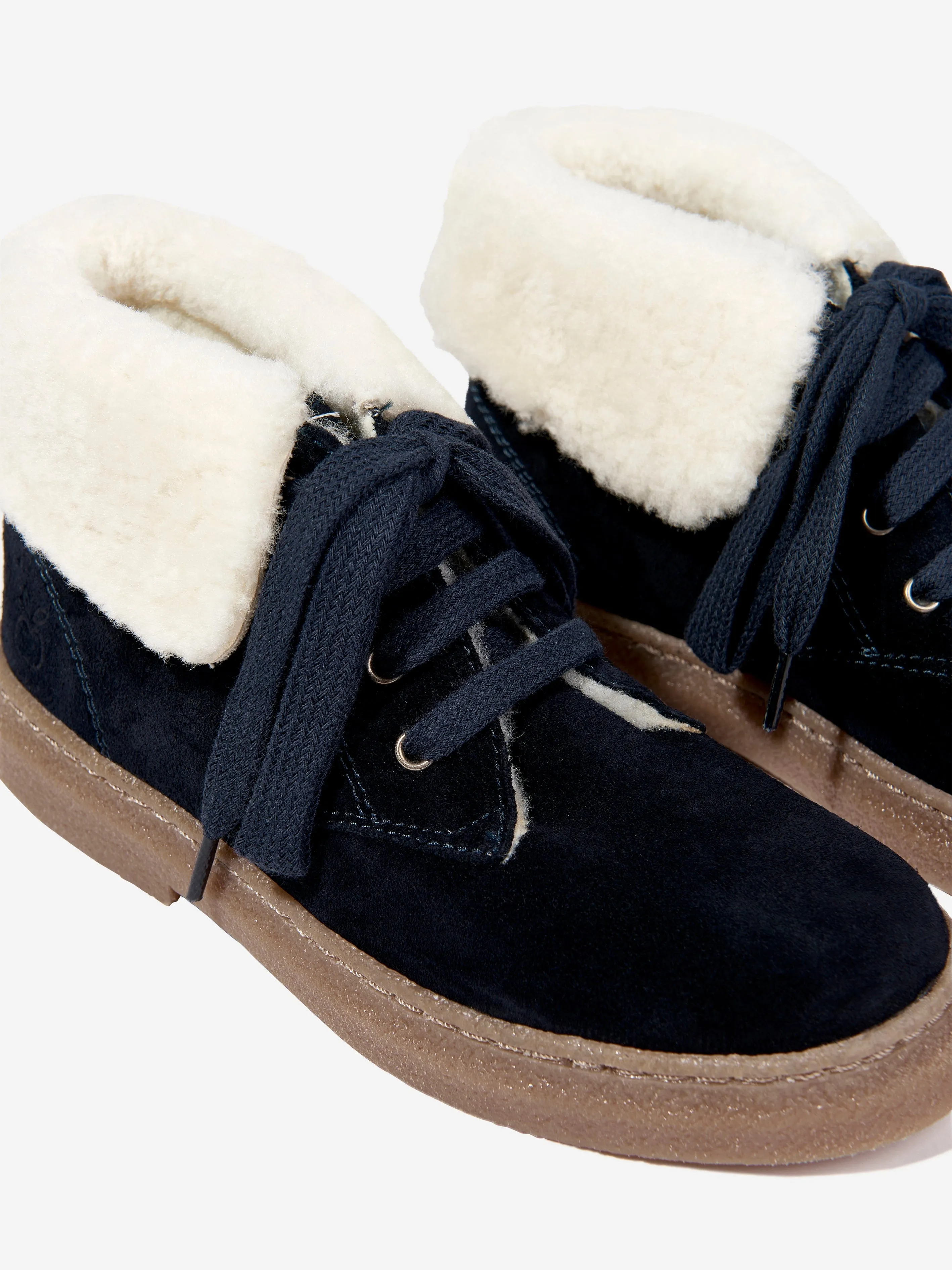Pom D'Api Kids Schaffell Trix Pelzstiefel in Marine
