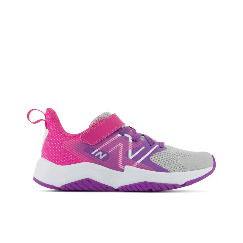 Rave Run v2 Bungee-Schnürsenkel - Sommernebel mit Mystic Purple und Hi-Pink - Kinder