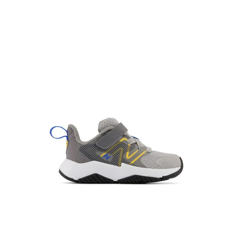 Rave Run v2 Bungee-Schnürsenkel mit Oberseitenriemen - Grau mit Blau und Gold - Kinder
