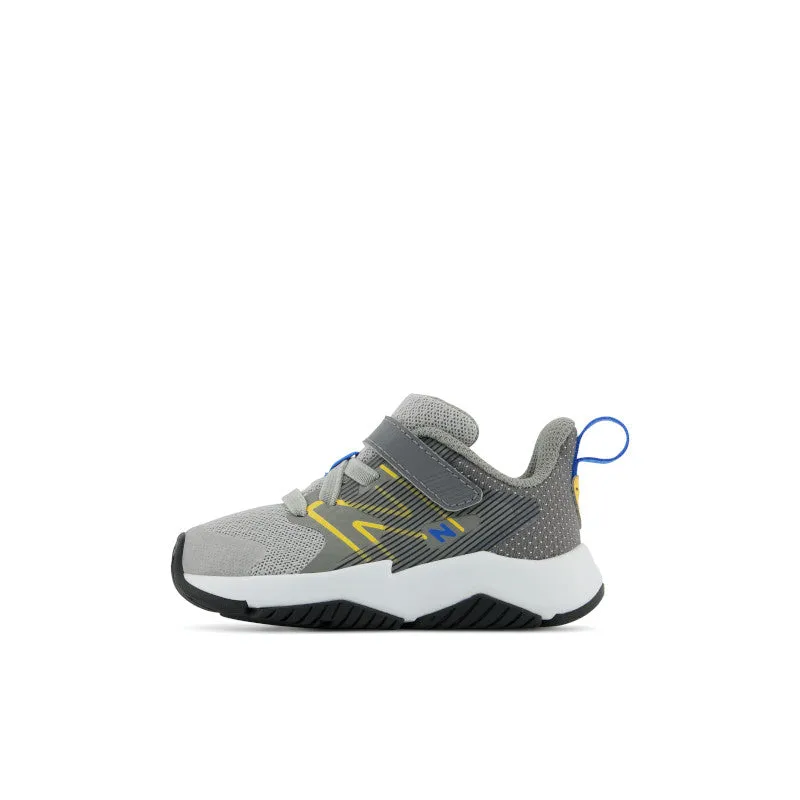 Rave Run v2 Bungee-Schnürsenkel mit Oberseitenriemen - Grau mit Blau und Gold - Kinder