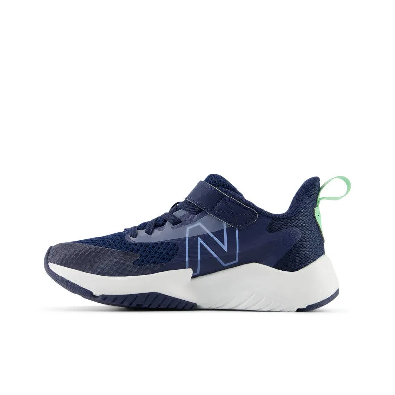 Rave Run v2 Bungee-Schnürsenkel mit Oberseitenriemen - NB Navy mit Electric Sky und Sweetgrass - Kleinkinder