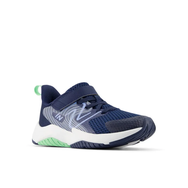 Rave Run v2 Bungee-Schnürsenkel mit Oberseitenriemen - NB Navy mit Electric Sky und Sweetgrass - Kleinkinder