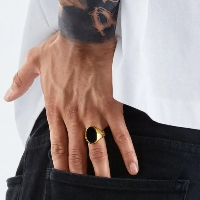 Rebel At Heart Gold Plated Schwarz Ring TR2242-177-11 Thomas Sabo Ringe