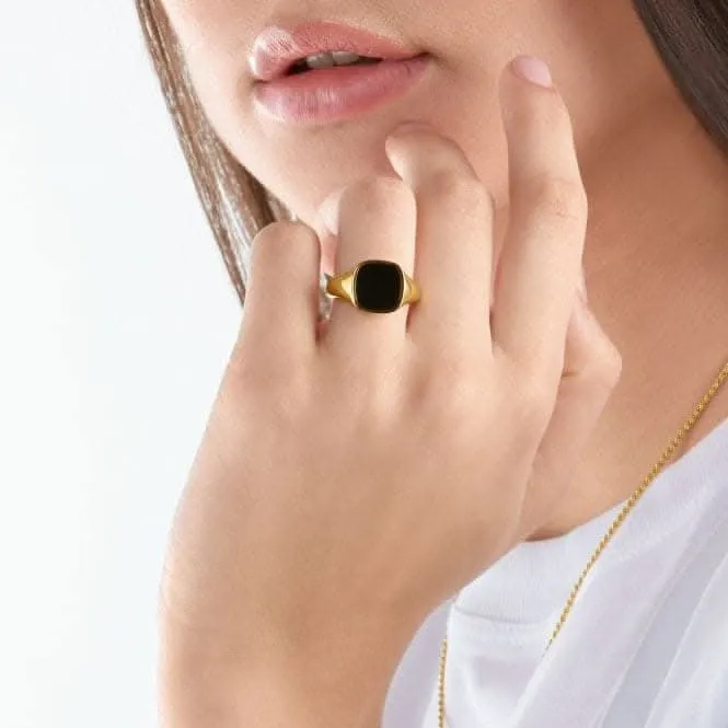 Rebel At Heart Gold plattiertes schwarzes Ring TR2332-177-11 Thomas Sabo Ringe