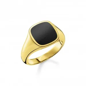 Rebel At Heart Gold plattiertes schwarzes Ring TR2332-177-11 Thomas Sabo Ringe