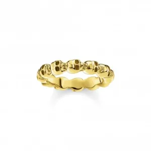 Rebel At Heart Gold Plated Schädel Ring TR1922-413-39 Thomas Sabo Ringe