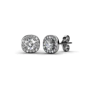 Ruth 18k Weißgold Halo Stecker Ohrringe mit Swarovski Kristallen