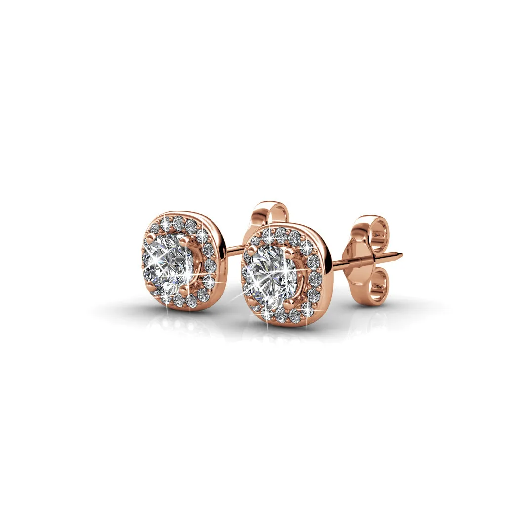 Ruth 18k Weißgold Halo Stecker Ohrringe mit Swarovski Kristallen
