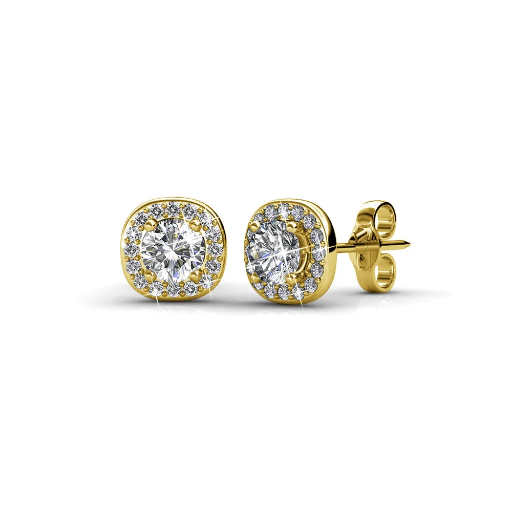 Ruth 18k Weißgold Halo Stecker Ohrringe mit Swarovski Kristallen