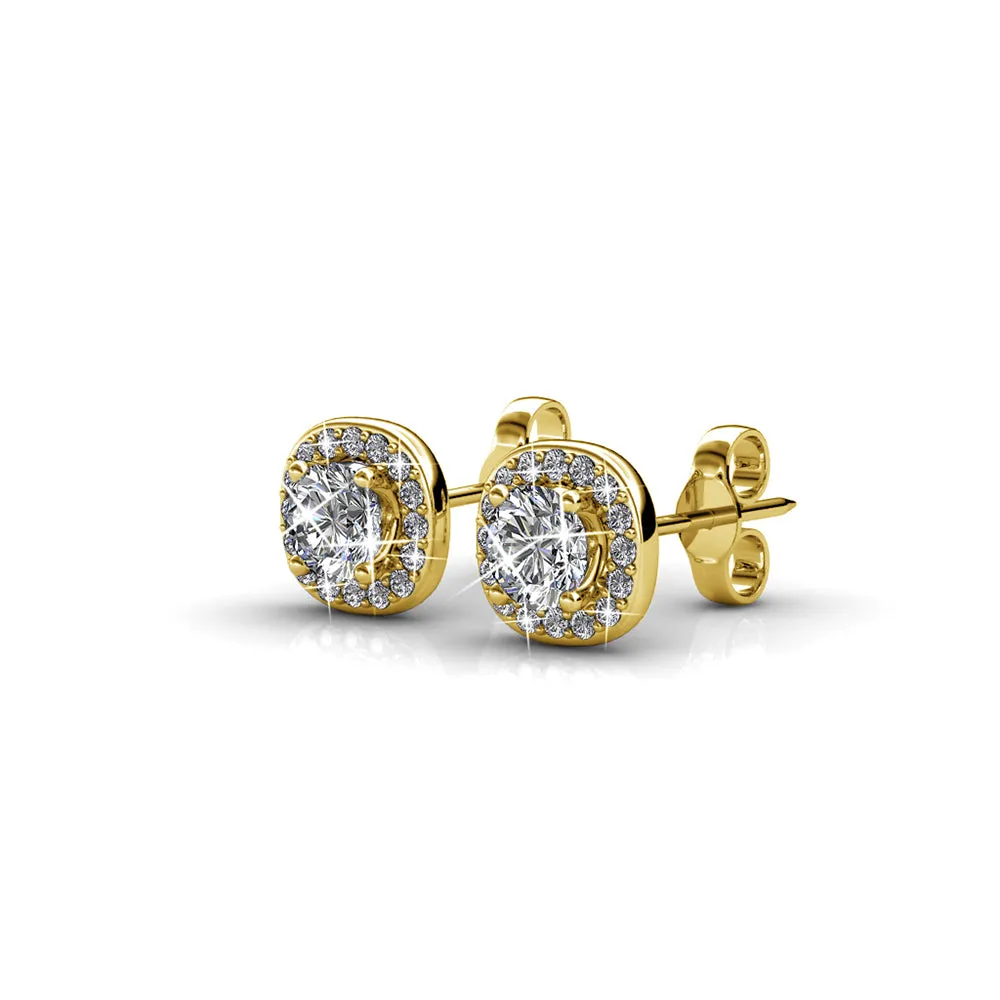 Ruth 18k Weißgold Halo Stecker Ohrringe mit Swarovski Kristallen