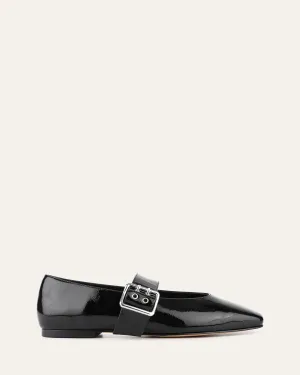 SARAH CASUAL FLATS SCHWARZ KREMPELNDES GLANZLEDER