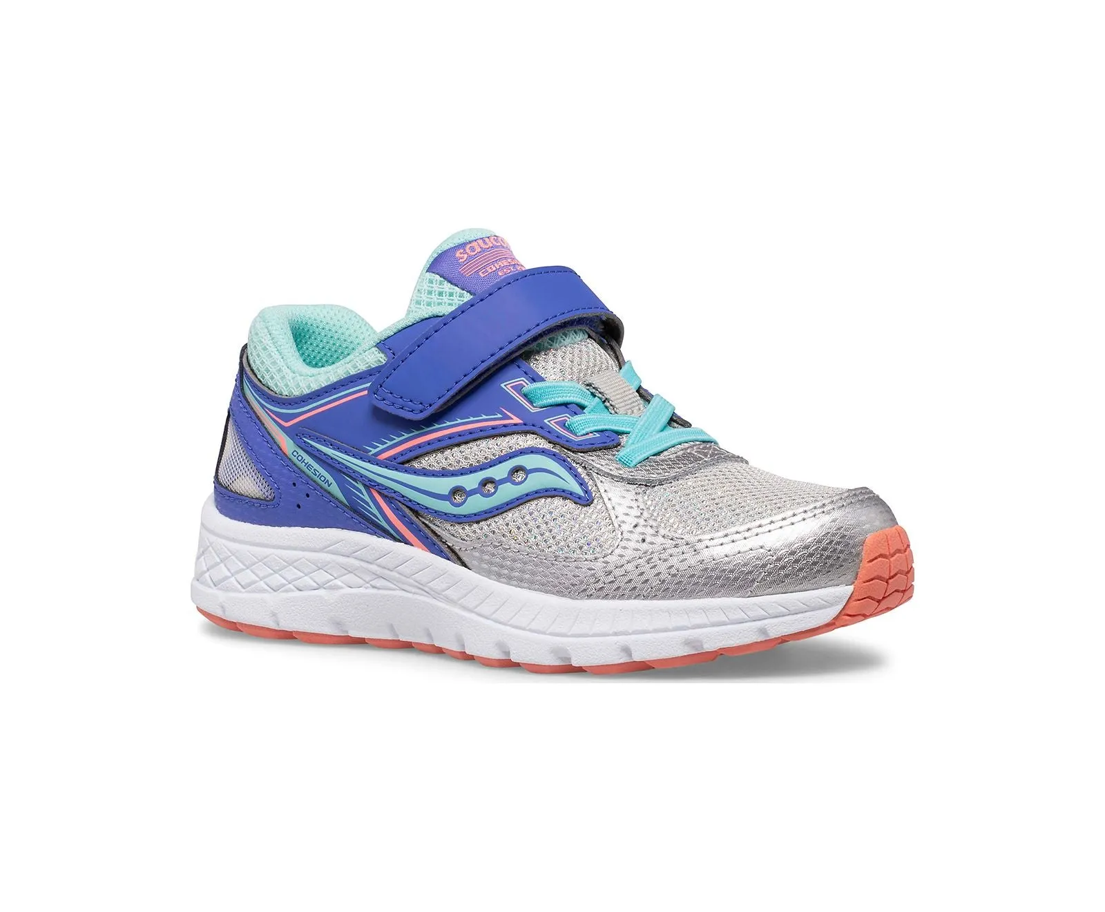 Saucony Schuhe Cohesion 14 A/C Sneaker Silber/Periwinkle/Türkis (10.5c-3.5y)