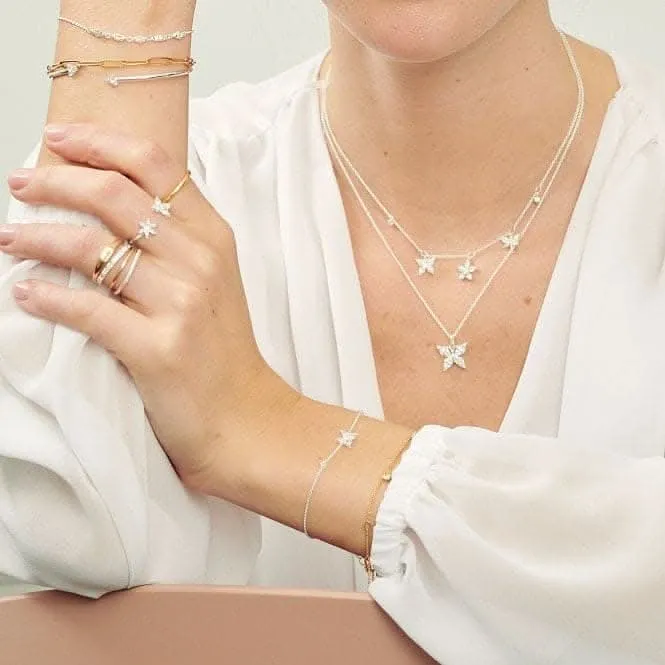 Silber Zirkonia Weiße Blumen Halskette KE2100-051-14-L45V Thomas Sabo Halsketten