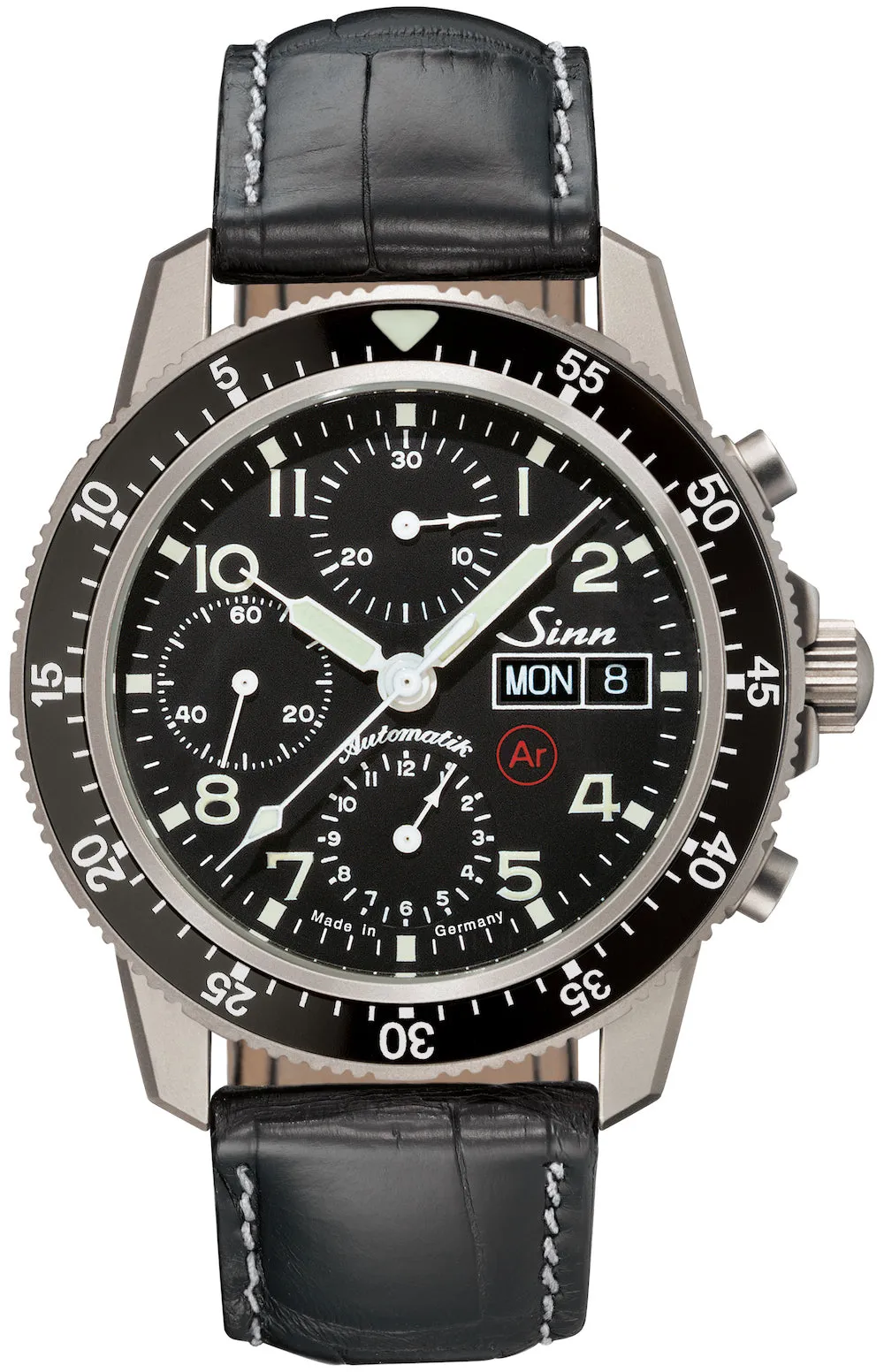 Sinn Uhren Sinn 103 Ti Ar Titanium Alligator Schwarz Weiß Stich Uhr