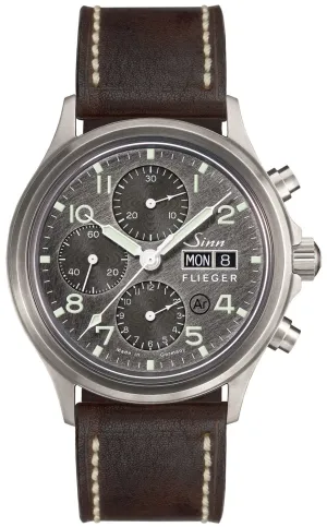 Sinn Uhren Sinn 358 Sa Pilot DS Vintage Leder Armbanduhr Dunkelbraun