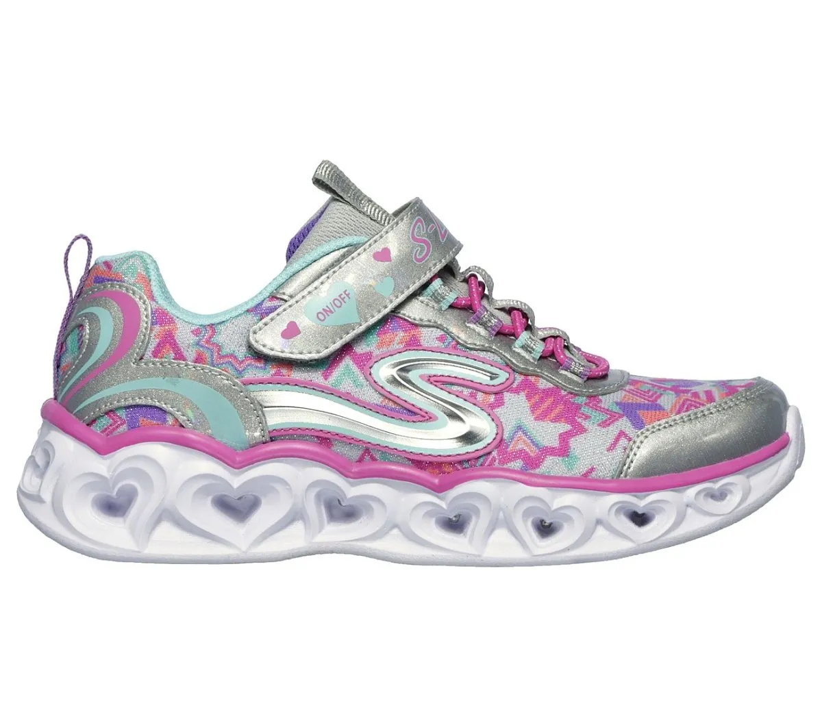 Skechers Mädchen S Lights: Herzlichter Silber