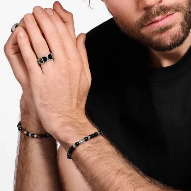 Sterling Silber Schwarzer Onyx mit schwarzen Steinen Ring TR2430-508-11 Thomas Sabo Ringe