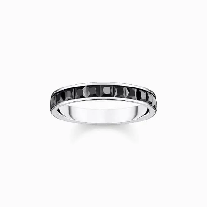Sterling Silber Schwarz Pavé Steine Ring TR2358-643-11 Thomas Sabo Ringe