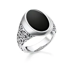 Sterling Silber Schwarzer Siegelring TR2242-698-11 Thomas Sabo Ringe