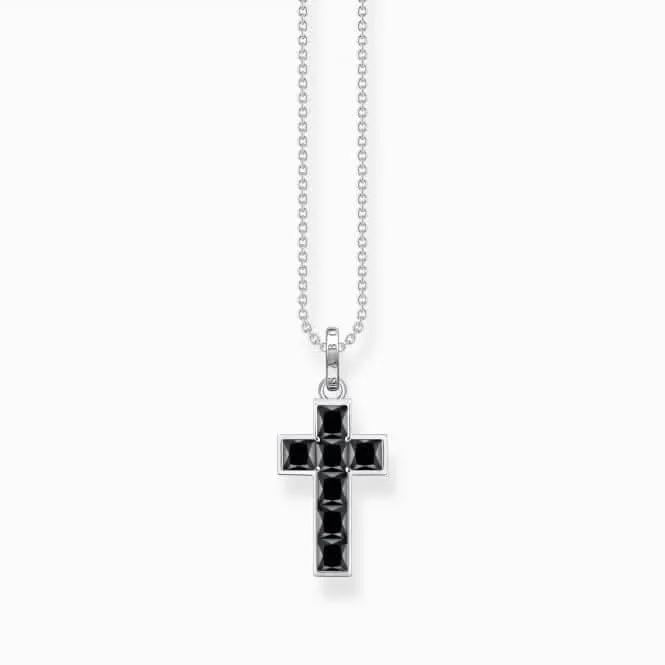Sterling Silber Schwarze Steine Kreuzkette KE2166-643-11 Thomas Sabo Ketten