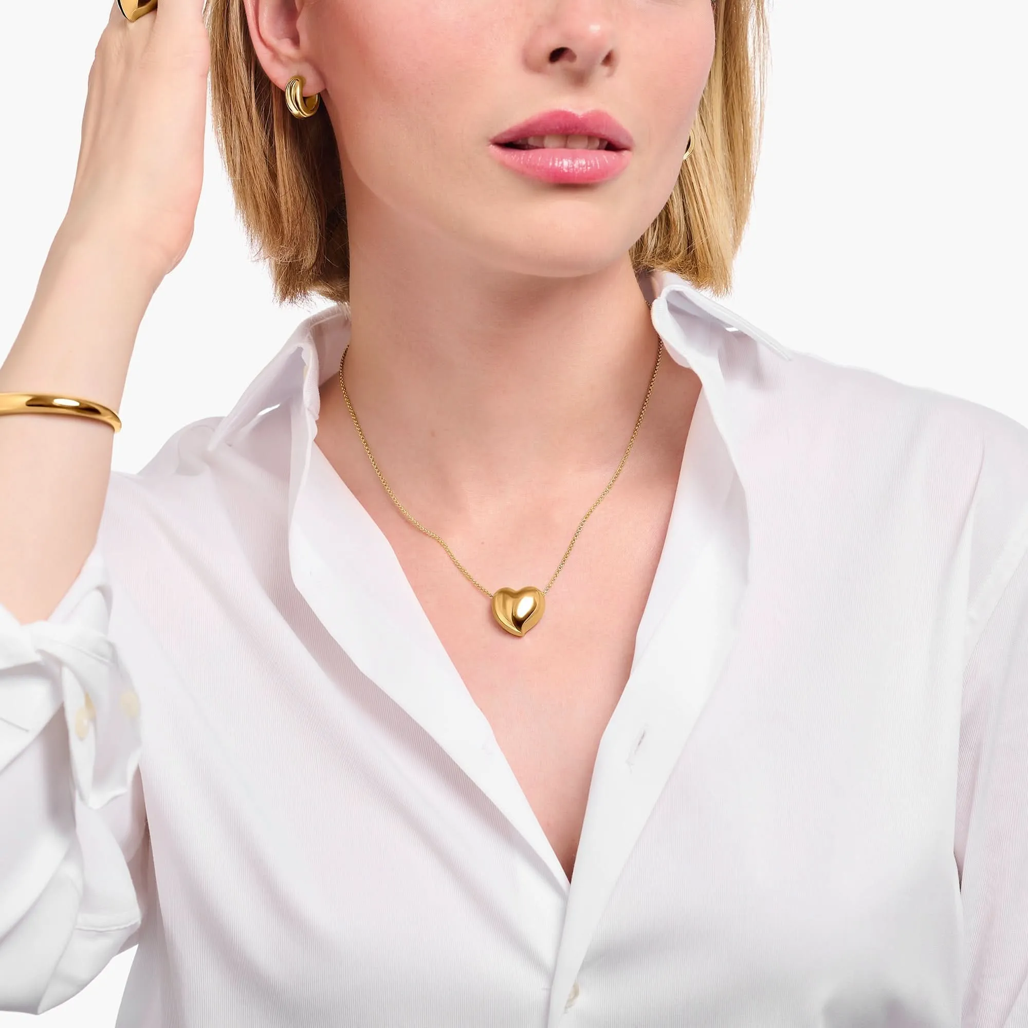Sterling Silber Kühnheit Eleganz Vergoldetes Herzförmiges Halskette KE2276-413-39 Thomas Sabo Halsketten